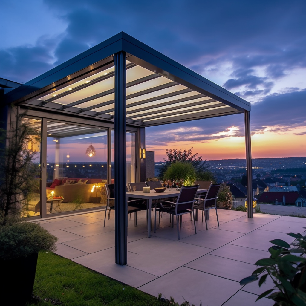 Eine freistehende Terrassenüberdachung aus Aluminium
